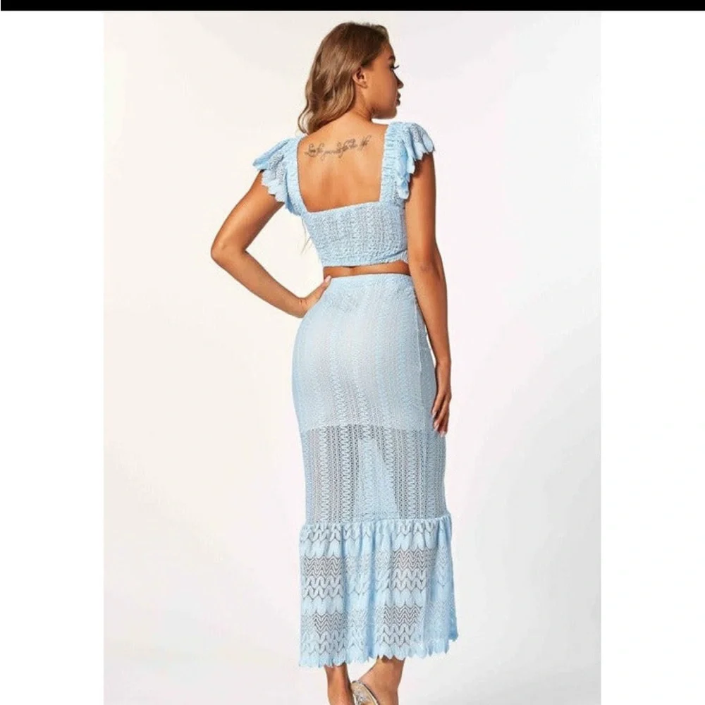 Blue Lace Skirt Set - Picture 3 of 7